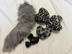 スクバ jk キーホルダー セット ヒョウ柄 リボン