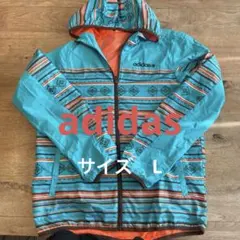 adidas ナイロンジャケット フード付き ストライプ