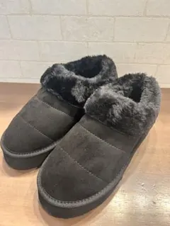 黒ファー付きスエード風ムートンブーツＭサイズ