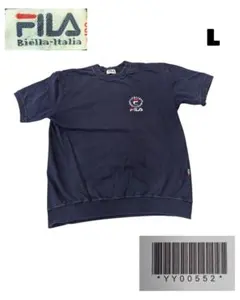 古着 FILA フィラ ワンポイント刺繍 半袖スウェット L ネイビーのサムネイル