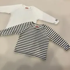 ハリウッドランチマーケット　白とストライプのTシャツ2枚セット　サイズ1
