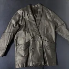 ブラックレザーダブルブレストジャケット