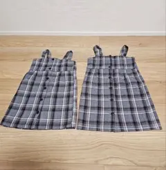 ブラックチェック ノースリーブワンピース 2着セット