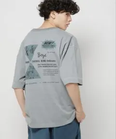 ニコアンド別注 ヘルスニット バックプリントピグメントTシャツ グレーのサムネイル