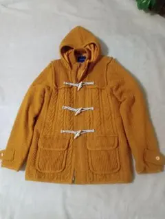 TAKAQ ケーブルニット ダッフルコート マスタード　LLサイズ
