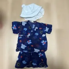 甚平・帽子セット サイズ80 ネイビー