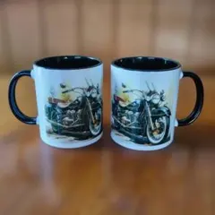 クラシックバイク デザイン マグカップ 2個セット陶器
