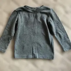 グレー 長袖カットソー 胸元刺繍