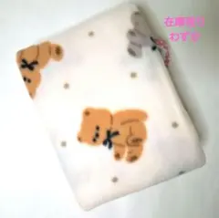 プリントフリース生地　クマ&ウサギ/アイボリー　1枚