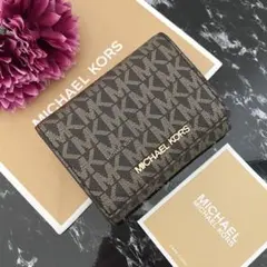 新品 MICHAEL KORS マイケルコース がま口 財布 折り財布 ブラウン