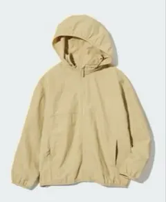 ユニクロUNIQLOポケッタブル フード付きパーカベージュ110cm 美品
