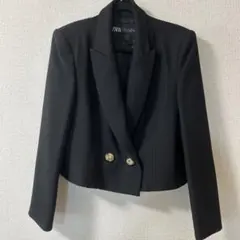 【週末限定値下げ】ZARA ショート　ダブル　ブレザー　ローズモチーフ