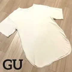 美品 GU ジーユー ラウンドネック 半袖Tシャツ サイドスリット シンプル 夏