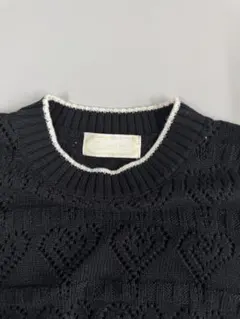 ハート柄 ノースリーブニット ブラック