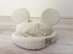 【ミッキー】 大人気 耳付きキャップ ボア もこもこ 白