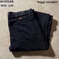 RUSTLERバギーストレートブラックデニムW40L30 スケーター