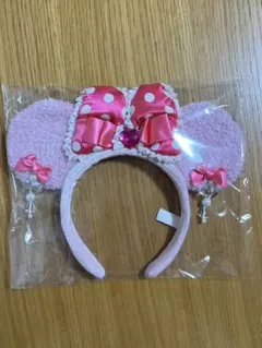 ディズニー　カチューシャ　ピンク　イヤリング　リボン　ドット