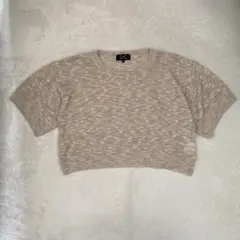 クードシャンス ニット 半袖 ショート丈 キラキラ リネン混 ベージュ 36