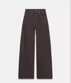 ZARA ダークブラウン ワイドレッグデニム