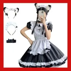 M/L メイド服 コスプレ セクシー エッチ かわいい ゴスロリ 5点セットのサムネイル
