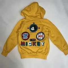 ヴィンテージミッキーフルジップパーカー110120イエローバックプリントDD好き