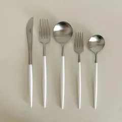 【美品】クチポール ゴア ディナー&デザート 計5点セット（ホワイト×シルバー）