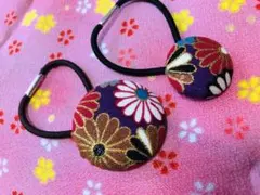 ハンドメイド くるみボタン 和風ヘアゴム