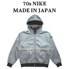 70s NIKE フード脱着可 後付けパーカー ナイロンジャケット ナイキ紺タグ