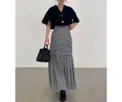 [タグ付き]　eimy istoire ギンガムチェックギャザリングスカートのサムネイル