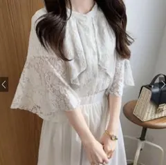 GRL 花柄レースフレアスリーブケープ風ブラウス[gf55]