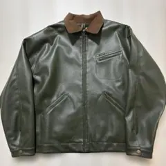 ダークグリーン 合成皮革ジャケット L