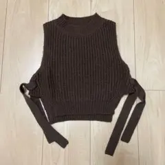 プティマイン　ニットベスト　ブラウン