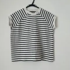 クラシカルエルフ フレンチスリーブボーダーTシャツ黒×白　Mのサムネイル