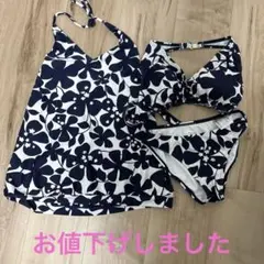 花柄 セパレート水着 ホルターネック ネイビーのサムネイル