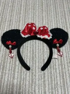 公式　ミニーちゃん　赤イヤリングカチューシャ