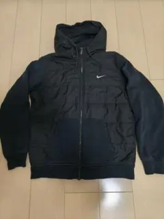 NIKE 切り替えパーカー　ソロスウッシュブラック　　ナイロンスウェット