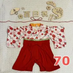 お食い初め　100日祝い　ひな祭り 袴ロンパース70 & レターバナーセット