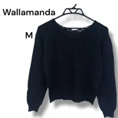 Wallamanda 黒 長袖　ニット M セーター　ブラック　レーヨン　レース