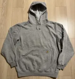 Carhartt グレー パーカー プルオーバーフーディ アームロゴ カーハート