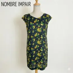 NOMBRE IMPAIR ノースリーブ 花柄 ワンピース 黒×黄 ひざ丈 Fのサムネイル