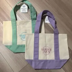 Trader Joe's エコバッグ ミニトート パープル　ミントグリーンのサムネイル