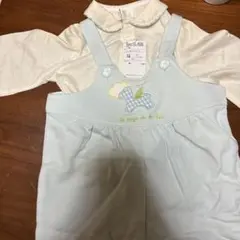 水色オーバーオール ブラウス　80cm