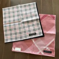 未使用　BURBERRY ハンカチ2枚セット　ノバチェック　バーバリー　ピンク系