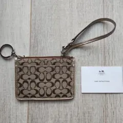 新品 20000円★COACH コーチ 茶 ゴールド パスケース キーケース