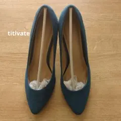 【新品 未使用】titivate ブルー スエード ハイヒール パンプス Lのサムネイル