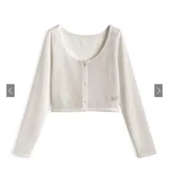 GRL ru1232 リブクロップド丈シアーカーディガン オフホワイト