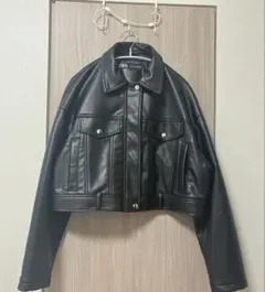 ZARA ブラック クロップドライダースジャケット M