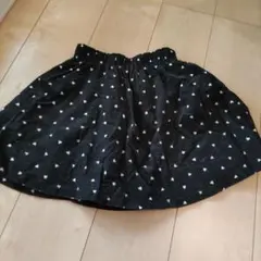 グローバルワーク　インナーパンツ付スカート　130　ハート柄　黒