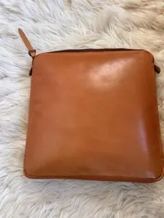 キャメルブラウンレザー クッション ファスナー付き