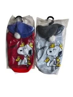 【新品】スヌーピー 犬服 冬用 あったか 帽子付き レッド 2点セット 3号